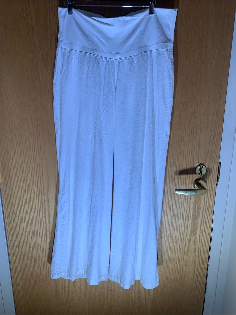 Women’s Old Navy White Linen-Blend Pull-On Wide Leg Pants -Size L
